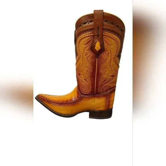 MEN'S LOS ALTOS 3X TOE BOOT. CAIMAN WITH DEER PRINT SIZE 8EE. 19528201.